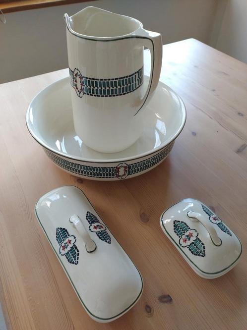 Retro waskom, waskan, kam en zeephouder, Antiek en Kunst, Antiek | Keramiek en Aardewerk, Ophalen of Verzenden