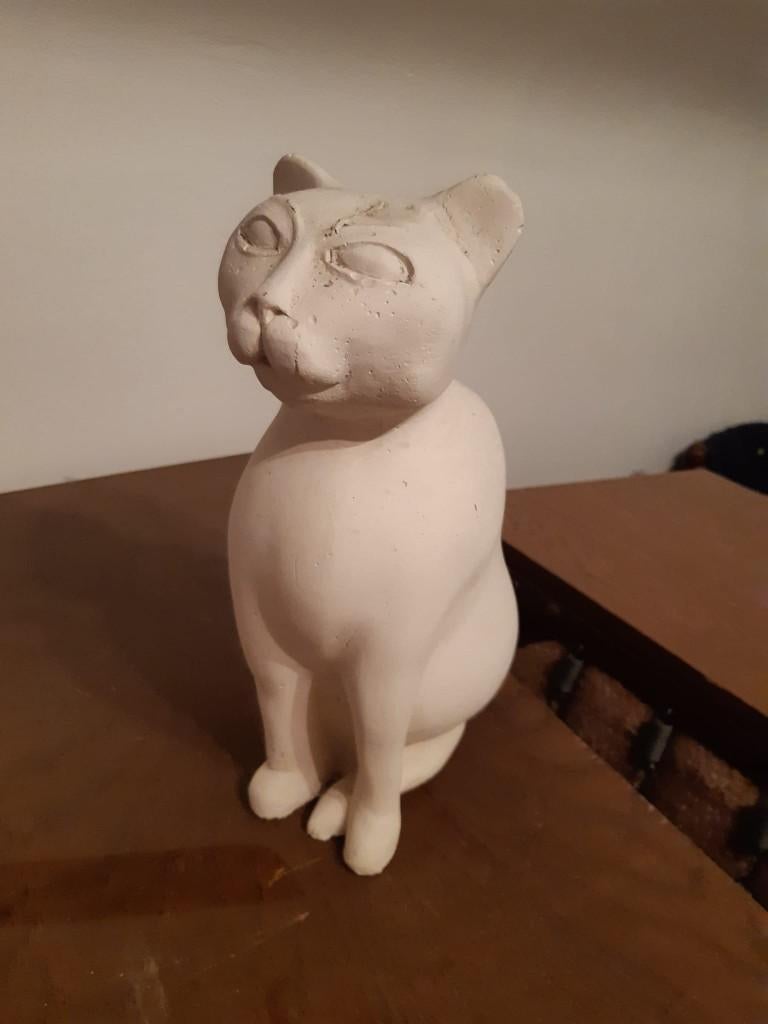 Statuette chat : ciment, Verzamelen, Beelden en Beeldjes, Ophalen of Verzenden