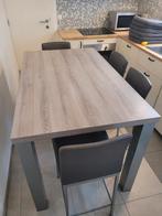 Hoge keukentafel + 4 lederen stoelen, Huis en Inrichting, Keuken | Keukenelementen, Ophalen of Verzenden, Zo goed als nieuw