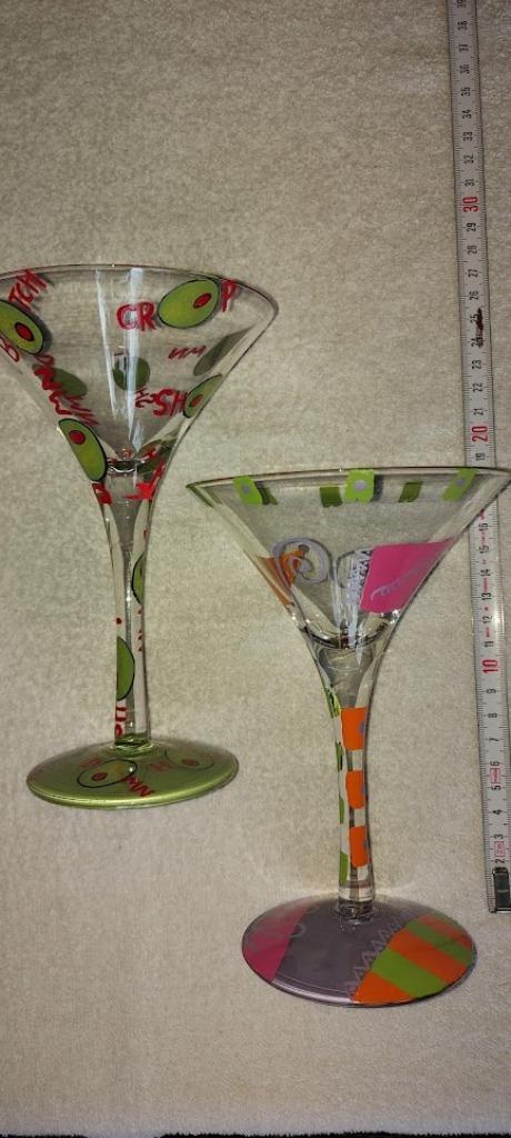 Lolita handpainted Martini glas, Maison & Meubles, Cuisine | Vaisselle, Comme neuf, Verre ou Verres, Verre, Enlèvement