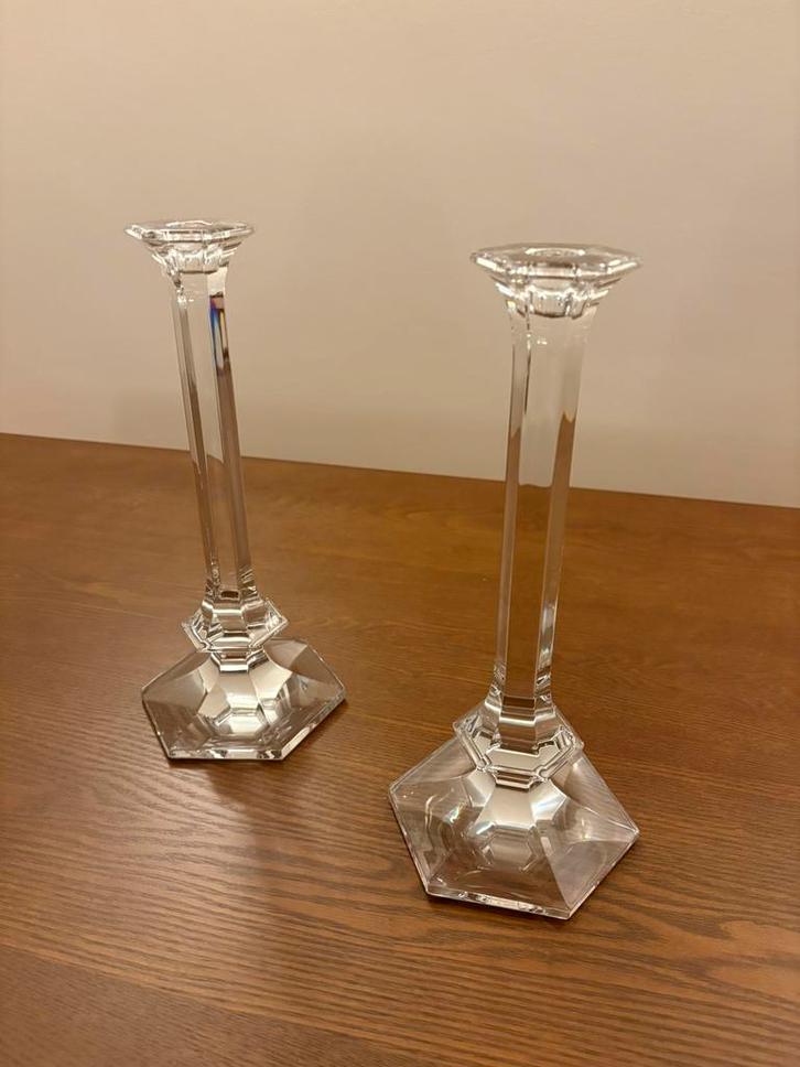 Set Val Saint Lambert kristallen kandelaars geslepen kristal, Antiek en Kunst, Antiek | Kandelaars, Kristal, Ophalen