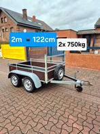 2x dubbelassige aanhangwagen van 750 kg, Auto diversen, Aanhangers en Bagagewagens, Ophalen, Zo goed als nieuw