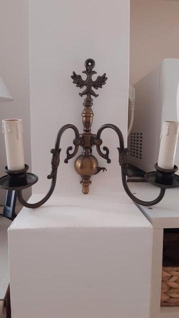 2 rustieke, koperen wand luchters. beschikbaar voor biedingen