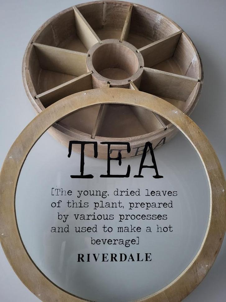 Riverdale theedoos rond theebox tea box opbergbox thee ø29,5, Huis en Inrichting, Woonaccessoires | Schalen en Manden, Nieuw, Schaal