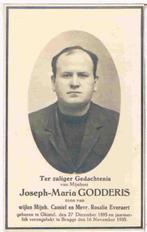 Bp. Godderis Joseph. ° Ghistel 1895 † Brugge 1935, Enlèvement ou Envoi, Image pieuse