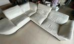 GRATIS witte lederen hoeksalon, Huis en Inrichting, Ophalen, Gebruikt, 100 tot 125 cm, Hoekbank
