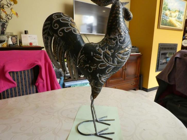 decoratie beeld haan in smeedijzer.prijsdaling., Tuin en Terras, Tuinwanddecoratie, Nieuw, Ophalen