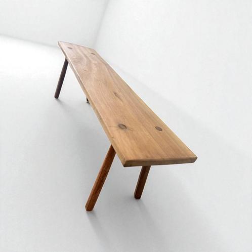 Vintage houten bank / zitbank met kegelpoten, Antiek en Kunst, Antiek | Meubels | Stoelen en Sofa's, Ophalen of Verzenden