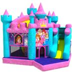 Verhuur springkasteel glitter prinseskasteel met glijbaan, Verzenden