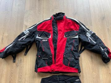 All season motorjas medium Evolution + broek  zwart en rood beschikbaar voor biedingen