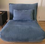 Blauw zetelbed met sierkussen, Huis en Inrichting, Slaapkamer | Slaapbanken, Ophalen, 90 cm, Eenpersoons, Blauw