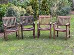 4x mooie zware teakhouten tuinstoelen met armleuningen, Tuin en Terras, Tuinstoelen, Ophalen, Zo goed als nieuw, Teakhout