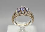 Gouden Vintage ring edelsteen tanzaniet en diamant.2024/643., Paars, Ophalen of Verzenden, Met edelsteen, Dame