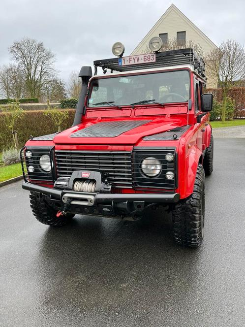 Land Rover Defender 110 TD5 - Rood -, Auto's, Land Rover, Particulier, 4x4, Dakrails, LED verlichting, Lederen bekleding, Radio