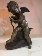 Prachtig en zwaar bronzen engel-beeld, gesigneerd H. Luppens, Antiek en Kunst, Ophalen, Brons