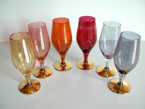 Gekleurde tulpglazen uit 1950-60, Antiek en Kunst, Antiek | Glaswerk en Kristal, Ophalen of Verzenden