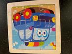 Houten auto puzzel met 9 stukken, Kinderen en Baby's, Speelgoed | Kinderpuzzels, Van hout, Minder dan 10 stukjes, Gebruikt, Ophalen of Verzenden