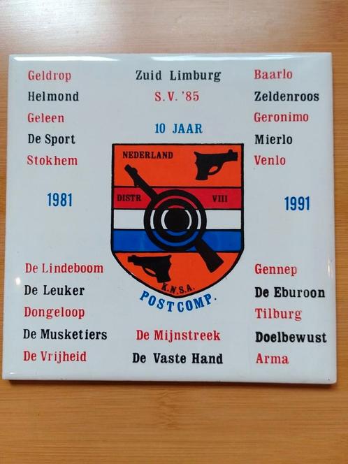 Herinneringstegel Zuid Limburg 10 jaar Distr VIII, Sport en Fitness, Schietsport-accessoires, Gebruikt, Ophalen of Verzenden