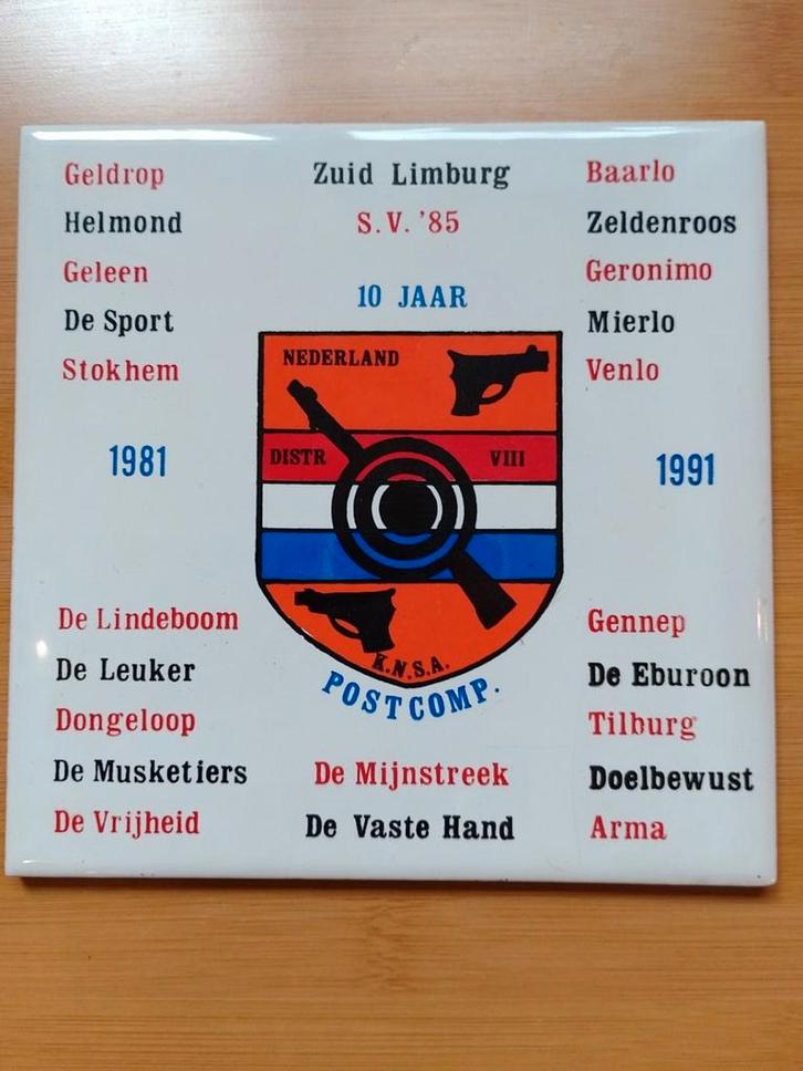 Herinneringstegel Zuid Limburg 10 jaar Distr VIII, Sport en Fitness, Schietsport-accessoires, Gebruikt, Ophalen of Verzenden