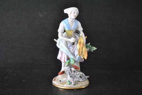 Statuette de paysanne en porcelaine polychrome de SITZENDORF, Antiek en Kunst, Antiek | Porselein, Ophalen of Verzenden