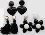 boucle d'oreille clip pendante noire / blanc 5.50 €, Overige materialen, Ophalen of Verzenden, Zo goed als nieuw, Hangers