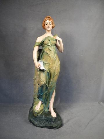 Sculpture Art Nouveau. Dame. Polychrome., Enlèvement ou Envoi