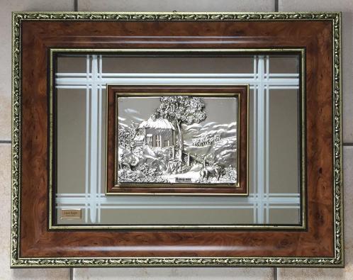 Vintage 3D-frame met spiegel in 925 sterling zilver, Antiek en Kunst, Antiek | Zilver en Goud, Goud, Zilver, Ophalen of Verzenden