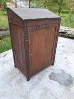 Oude houten kast met schuine bovenkant, Ophalen