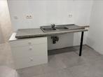 Plan de travail, meuble bas 3 tiroirs, évier en inox, Ophalen, Zo goed als nieuw, Grijs