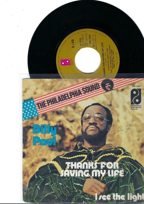 Soul 45: Billy Paul – Thanks For Saving My Life, Cd's en Dvd's, Vinyl Singles, Gebruikt, Single, R&B en Soul, 7 inch, Ophalen of Verzenden