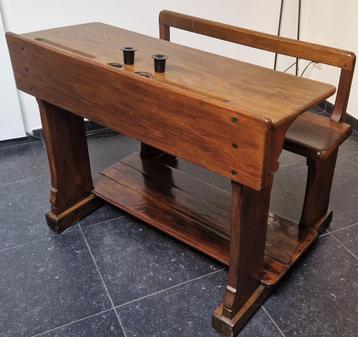 Unieke Antieke Schoolbank - Incl. 2 Originele Inktpotten! beschikbaar voor biedingen