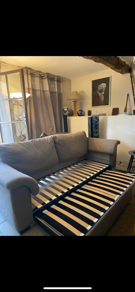Canapé-lit divan lit 2-3 places, couleur brun grège., Maison & Meubles, Chambre à coucher | Canapés-lits, Utilisé, 100 cm, Autres dimensions