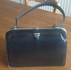 Vintage handtas in zwart leder, Ophalen of Verzenden, Gebruikt, Zwart, Handtas
