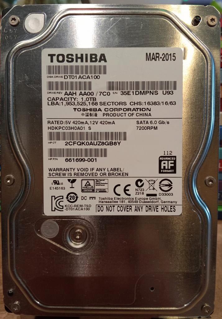 Disque dur Toshiba 1 To – SATA 3 – 7200 RPM., Computers en Software, Harde schijven, Gebruikt, SATA, Ophalen of Verzenden