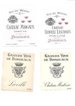 Lot van 4 zeer oude wijnetiketten Gr. Cru Classes, Verzamelen, Wijnen, Ophalen of Verzenden, Zo goed als nieuw, Frankrijk, Rode wijn