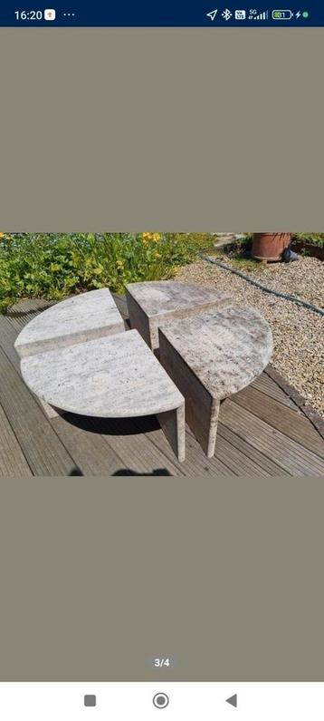Vintage retro travertin salontafels beschikbaar voor biedingen