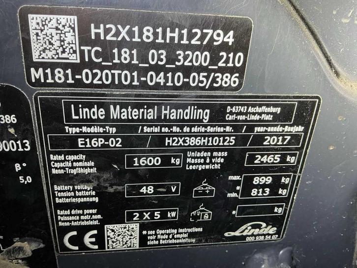 Linge élévateur Linde E16P-02 2017, Articles professionnels, Machines & Construction | Chariots élévateurs & Transport interne