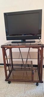 Vintage rotan tv meubel in perfecte staat, Huis en Inrichting, Kasten |Televisiemeubels, Ophalen, Zo goed als nieuw, Glas