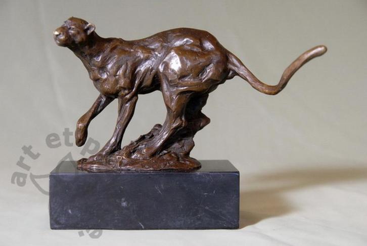 Art Animalier.  Panthère. Bronze et marbre, Antiek en Kunst, Kunst | Beelden en Houtsnijwerken, Ophalen of Verzenden