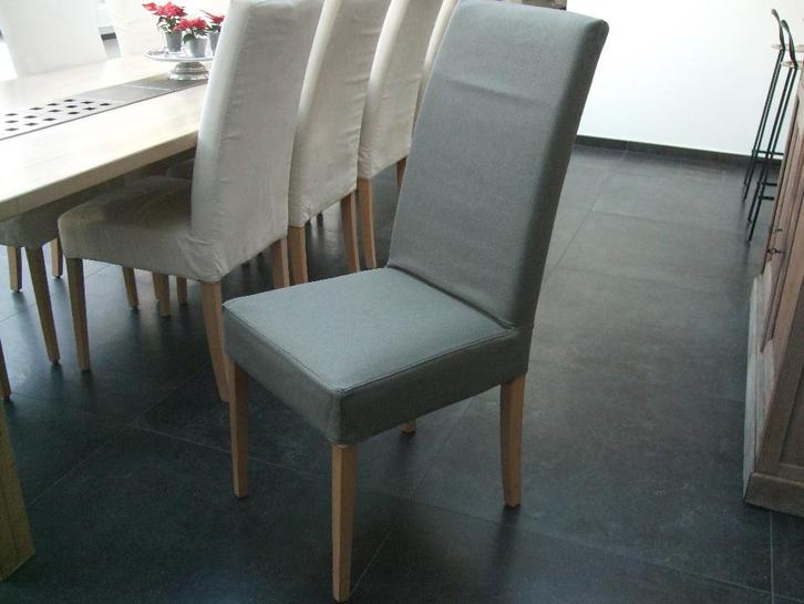 chaises, Maison & Meubles, Chaises, Comme neuf, Cinq, Six Chaises ou plus, Bois, Tissus, Blanc, Enlèvement