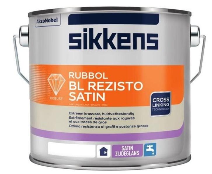Set van 3 potten - Rubbol BL Rezisto Zuiverwit Satin RAL9010, Doe-het-zelf en Bouw, Verf, Beits en Lak, Nieuw, Verf, Minder dan 5 liter
