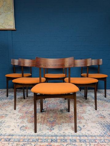 6x Vintage Deens design stoelen, palissander, jaren '60, Ophalen, Huis en Inrichting