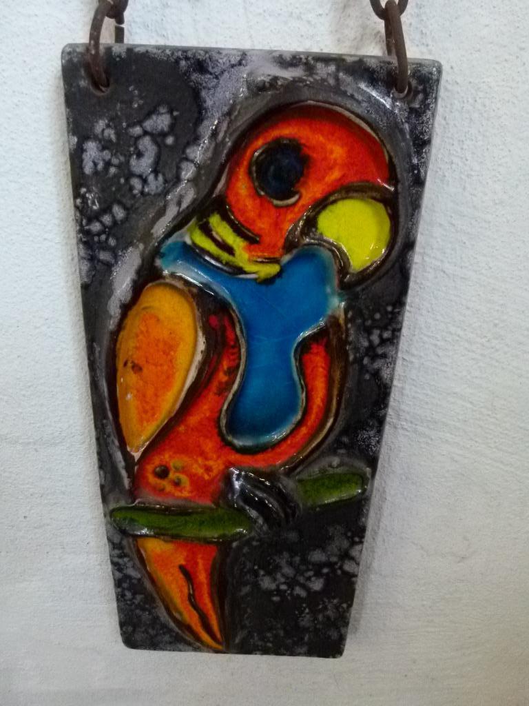 vintage keramiek  Ruscha wandtegel papegaai, Collections, Rétro, Maison et Meubles, Enlèvement ou Envoi