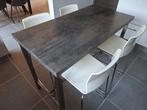 Hoge eettafel met 4 barstoelen, Ophalen, Gebruikt, 60 tot 90 cm, Metaal
