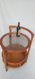 Rotan bar trolley vintage jaren 50, Huis en Inrichting, Ophalen, Zo goed als nieuw