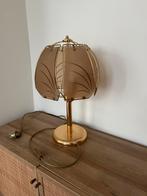 Vintage messing tafellamp met rookglas, Ophalen, Gebruikt, Metaal, Vintage