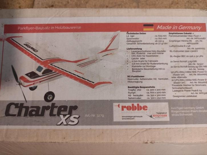 Robbe Charter XS kit + electronica, Hobby en Vrije tijd, Modelbouw | Radiografisch | Vliegtuigen, Nieuw, Ophalen