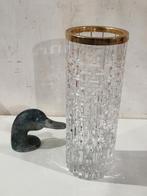 vaas van Boheems kristal ,gefacetteerd glas met vergulden r, Antiek en Kunst, Ophalen of Verzenden