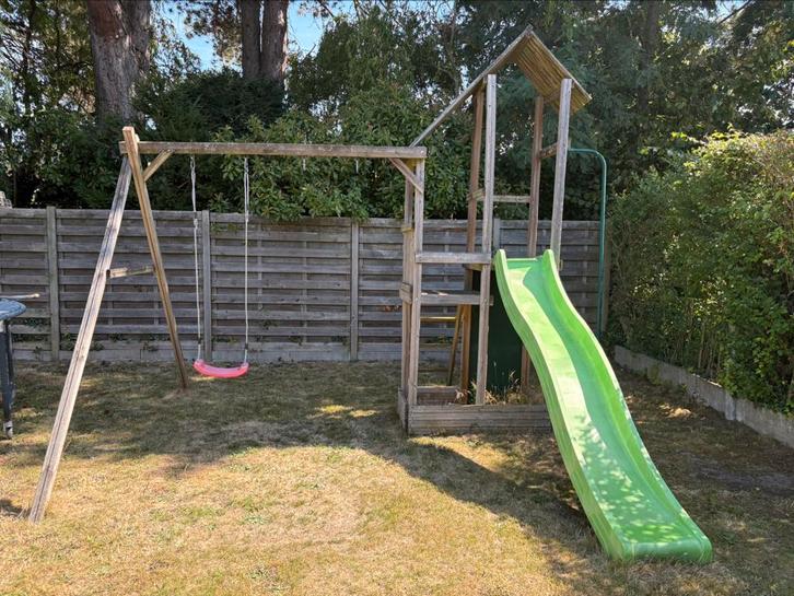 Speeltoestel met glijbaan, glijpaal, klimmuur en schommel, Kinderen en Baby's, Speelgoed | Buiten | Speeltoestellen, Gebruikt