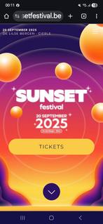 Twee tickets Sunset Festival 20 September 2025., Tickets en Kaartjes